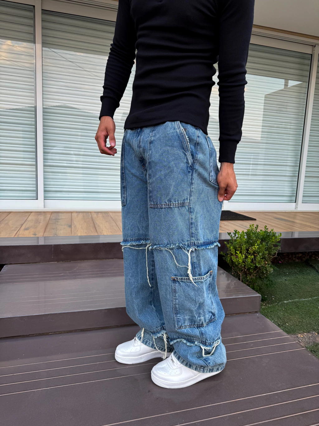 CALÇA BAGGY "DESTROYED" SKY